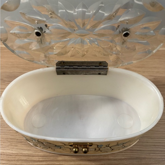 Vintage Floral Lucite Handbag with Clear Handles - Picture 3 of 8